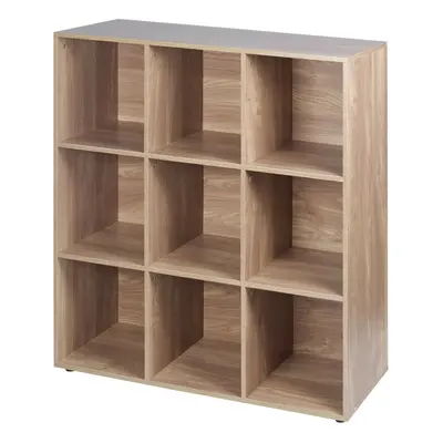 (9 Cube - Oak, Without Door) Cube Wooden Storage Bookcase Unit With Doors