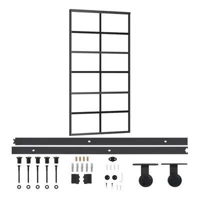 vidaXL Sliding Door with Hardware Set ESG Glass&Aluminium Sliding Door System