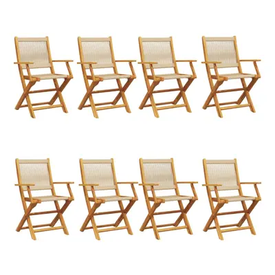 (beige, pcs) vidaXL Garden Chairs Seating pcs Beige Solid Wood Acacia and Polypropylene