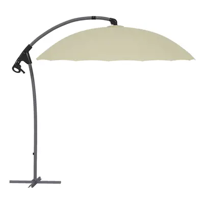 Outsunny 2.7m Cantilever Parasol with Cross Base, Crank Handle, Ribs, Beige