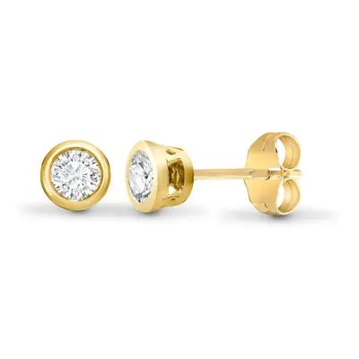 Jewelco London Ladies Solid 18ct Yellow Gold Rub Over Set Round G SI1 0.1ct Diamond Solitaire St