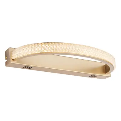 Satin Gold Wall Light Fitting - Warm White LED Tape Module - Reflective Diffuser