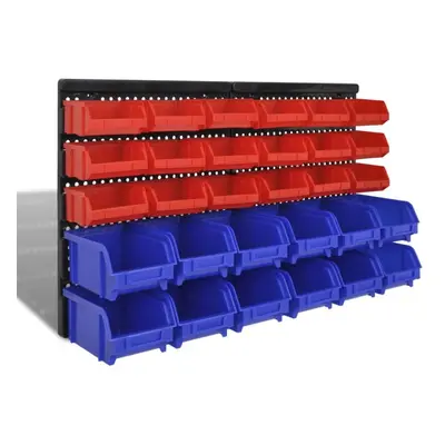 Wall Mounted Garage Plastic Storage Bin Set pcs Blue & Red