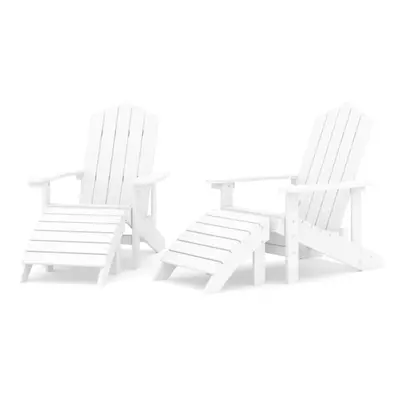 (white) vidaXL Garden Adirondack Chair with Footstool Outdoor Chair Armchair HDPE