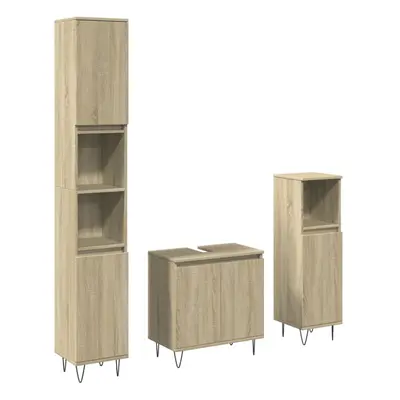 vidaXL Bathroom Furniture Set Piece Sink Cabinet Sonoma Oak Engineered Wood