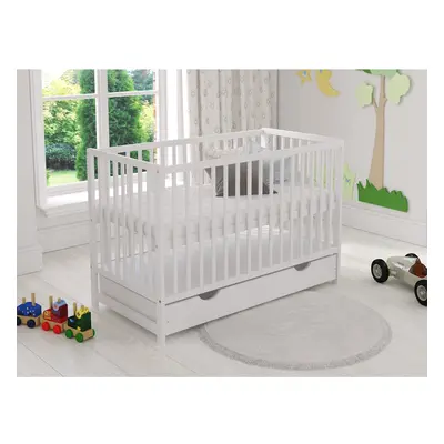 (White) Denise | Cot Bed 120x60cm with drawer