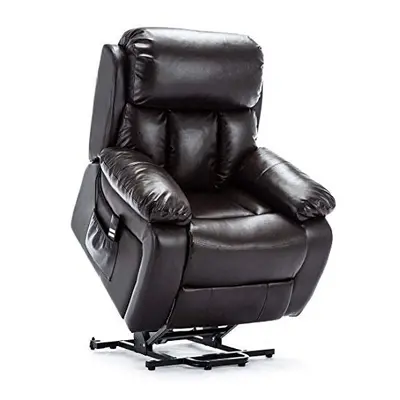 (Brown) Chester Electric Rise Heated Leather Massage Power Recliner Chair Sofa Armchair