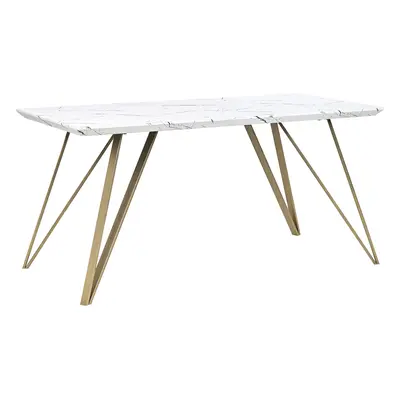 Dining Table MOLDEN cm cm Marble Effect Gold