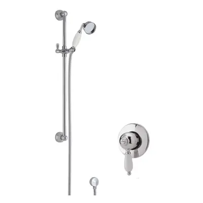 Traditional Concealed Manual Valve & Slide Rail Shower Set - Chrome/White - Balterley