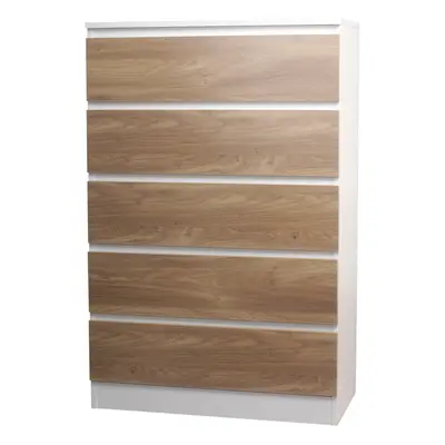 (White/Oak) Drawer Wooden Bedroom Chest Cabinet No Handles