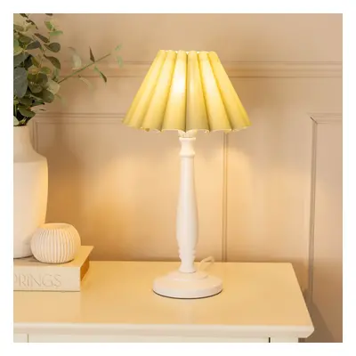 ValueLights Victoria Sage Scallop Taper Shade White Table Lamp & Bulb