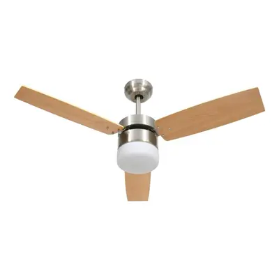 vidaXL Ceiling Fan with Light and Remote Control Light Brown Summer Ventilator