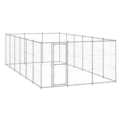 vidaXL Outdoor Dog Kennel Galvanised Steel 21.78 m? Patio Puppy Dog House Cage