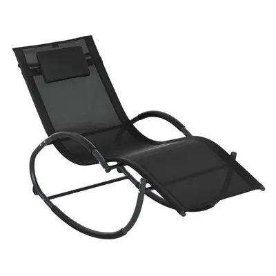 Outsunny Patio Rocking Lounge Chair Zero Gravity Chaise w/ Padded Pillow Black