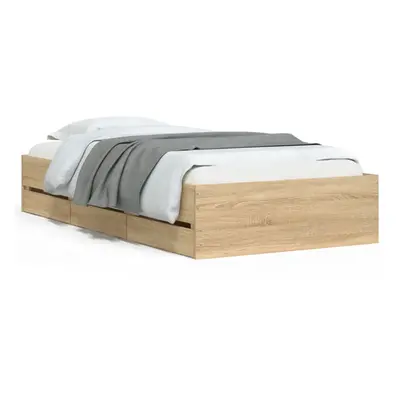 (sonoma oak, x cm) vidaXL Bed Frame with Drawers Mattress Foundation Bed Base Engineered Wood