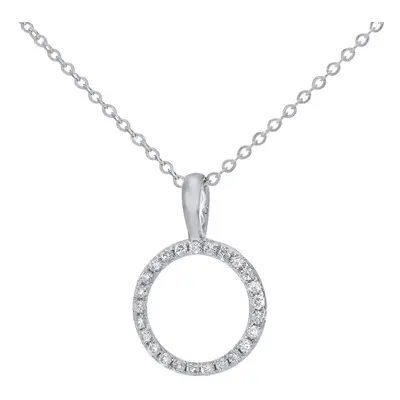 Jewelco London 9ct White Gold Round 7pts Diamond Circle Pendant Necklace inch 42cm - DP1AXL507W