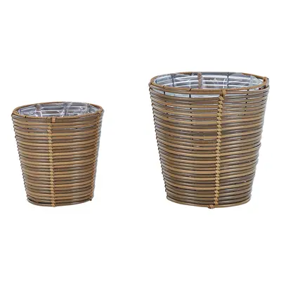 Set of Plant Pots SARTI PE Rattan Brown