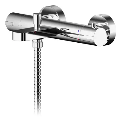 Round Wall Mount Thermostatic Bath Shower Mixer Bar Valve Tap - Chrome