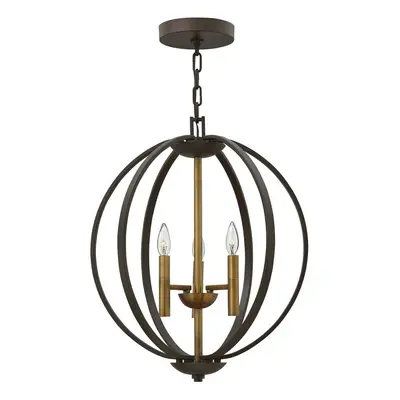 3 Bulb Ceiling Pendant Light Fitting Spanish Bronze LED E14 60W Bulb