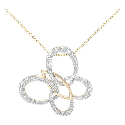 Jewelco London 9ct Yellow Gold Round 15pts Diamond Butterfly Pendant Necklace inch 46cm - PP0AXL