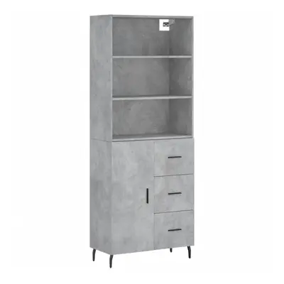 (concrete grey, door drawers) vidaXL Highboard Sideboard Storage Cabinet High Gloss White Engine