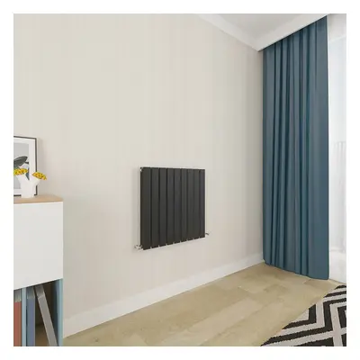 (600x612mm Double) Horizontal flat radiator black all sizes