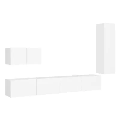 vidaXL TV Cabinet Set Piece White Engineered Wood Living Room Furniture