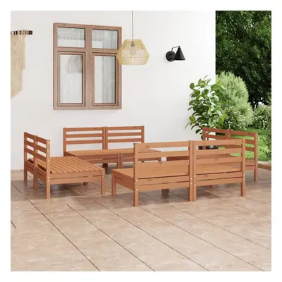 vidaXL Solid Pinewood Garden Lounge Set Piece Honey Brown Outdoor Seating