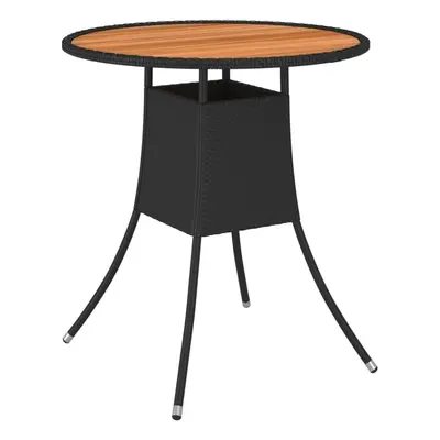 vidaXL Solid Acacia Wood Garden Dining Table Black Poly Rattan Outdoor Patio