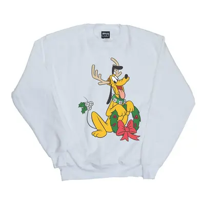 (4XL, White) Disney Mens Pluto Christmas Reindeer Sweatshirt