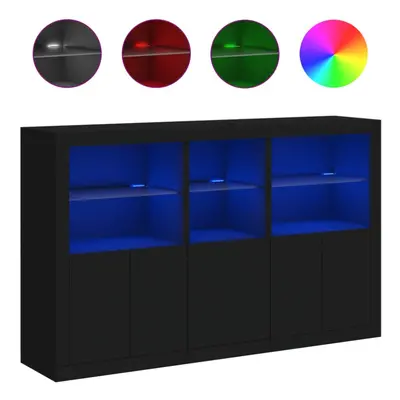 (black) vidaXL Sideboard with LED Lights Home Cupboard Side Cabinet Storage Highboard