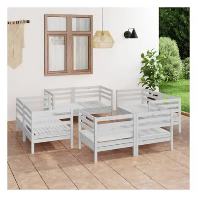 vidaXL Solid Pinewood Garden Lounge Set Piece White Outdoor Seating Sofa