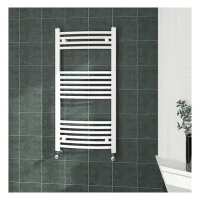 (1000x500mm, White) NRG Curved Central Heating Towel Rail Bathroom Heated Rad Radiators Ladder W