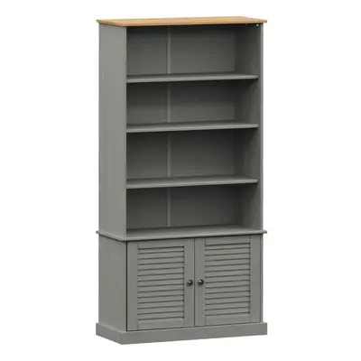 (grey) vidaXL Bookcase Book Shelf Display Cabinet Highboard VIGO Solid Wood Pine