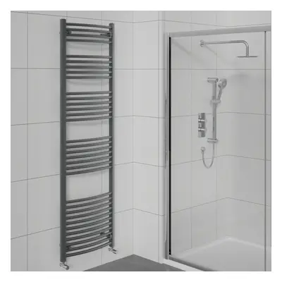 WarmeHaus Curved Bathroom Heated Towel Rail Warmer Radiator Central Heating Anthracite - 1800x60