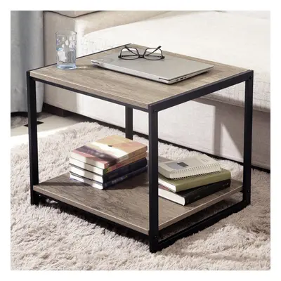 Coffee Table Black Powder Coated with Rustic Top