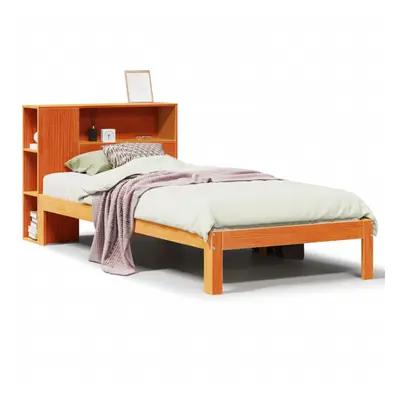 vidaXL Bookcase Bed without Mattress Wax Brown Small Single Solid Wood Pine