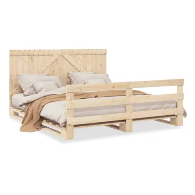 vidaXL Bed Frame with Headboard Bed 180x200 cm Super King Solid Wood Pine