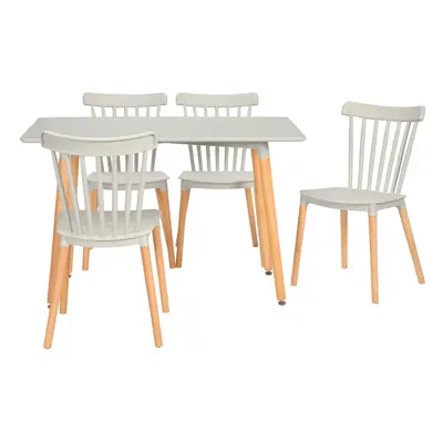 HOMCOM Piece Dining Table and Chairs Set with Wood Legs for Small Spaces