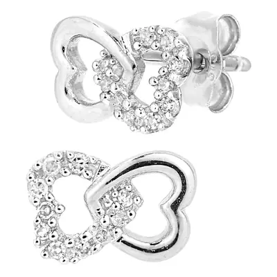 Jewelco London 9ct White Gold Round 6pts Diamond Heart Stud Earrings - PE0AXL5599W