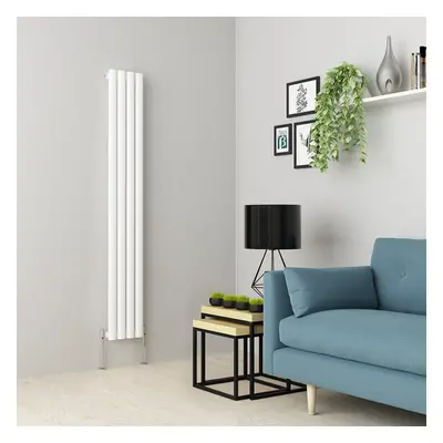 (1600 x 237mm Single, White) Oval Tube Designer Radiator