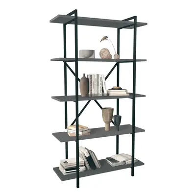 (Anthracite) 5-Tier Wooden Bookshelf With Metal Frame