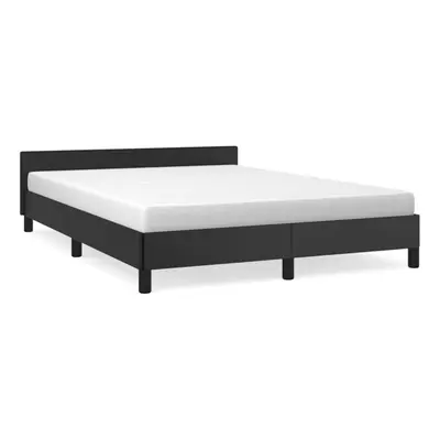 (black, 6ft super king size) vidaXL Bed Frame with Headboard Faux Leather Bed Base Black/White M