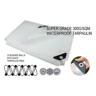 (5m x 8m) 300G/SQM HEAVY DUTY TARPAULIN WEATHER-RESISTANT SUN-PROOF REINFORCED+BUNGEE BALL