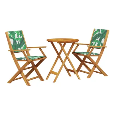 vidaXL Bistro Set Piece Outdoor Bar Set Leaf Pattern Fabric and Solid Wood