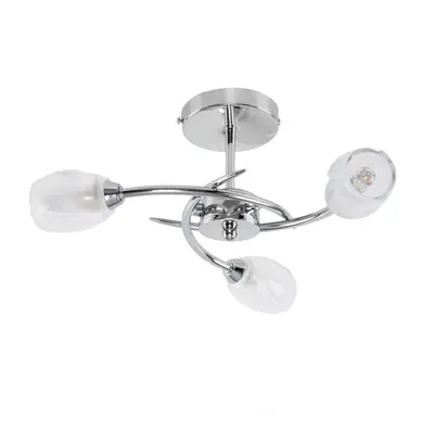 Modern Chrome Way LED Ceiling Light with Frosted Glass Shades - Supplied with x 3W G9 LED Bulbs