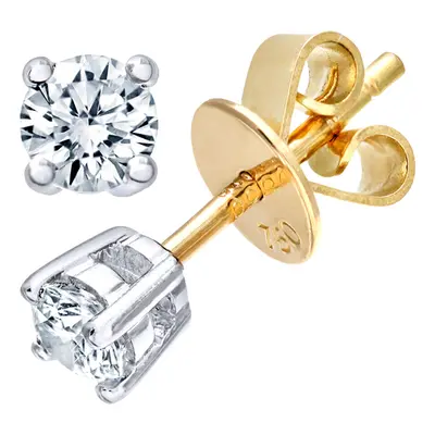 Jewelco London 18ct Yellow Gold Round 1/4ct Diamond Solitaire Stud Earrings - PE0AXL1373Y18HSI