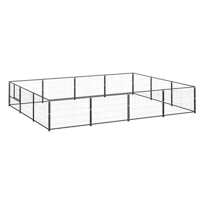 vidaXL Dog Kennel Black m? Steel Puppy Enclosure Outdoor Patio Dog Cage