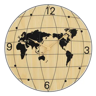 vidaXL Wall Clock Quartz Round Wall Clock Yellow and Black Engineered Wood