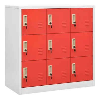 vidaXL Locker Cabinet Light Grey and Red Steel Office School Storage Cabinet